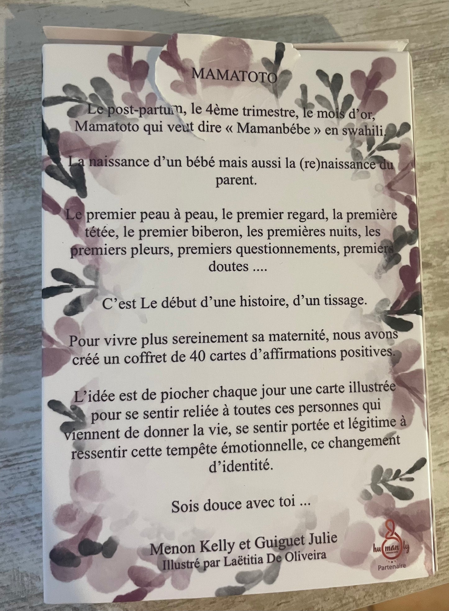 Cartes de soutien post-partum  Mamatoto